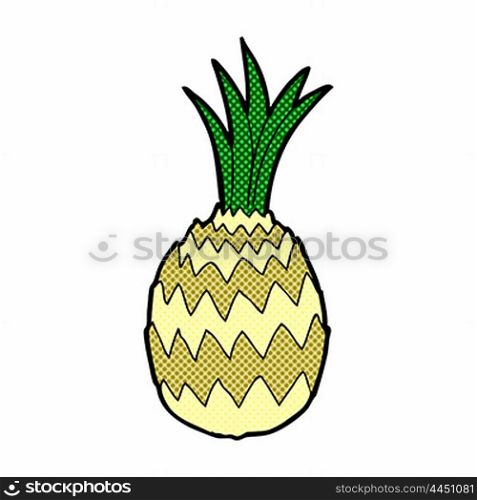 retro comic book style cartoon pineapple
