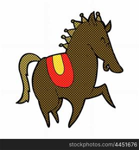 retro comic book style cartoon prancing horse
