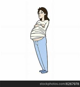 retro comic book style cartoon pregnant woman