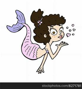 retro comic book style cartoon pretty mermaid
