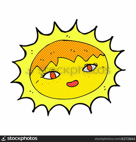 retro comic book style cartoon pretty sun