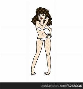 retro comic book style cartoon pretty woman in bikini