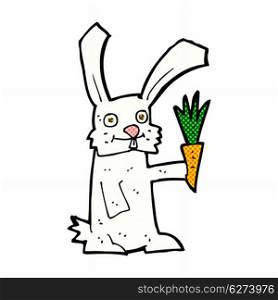 retro comic book style cartoon rabbit with carrot