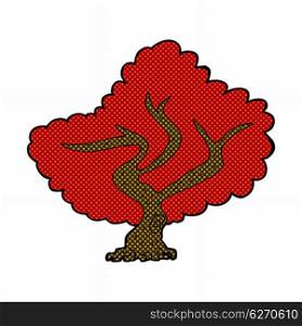 retro comic book style cartoon red tree