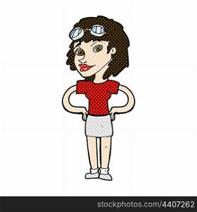 retro comic book style cartoon retro pilot woman