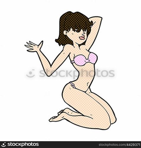 retro comic book style cartoon sexy bikini girl