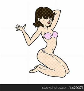 retro comic book style cartoon sexy bikini girl