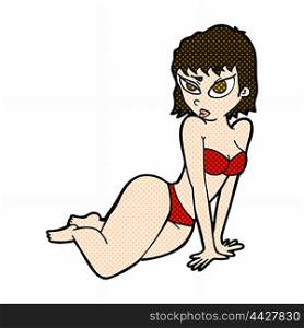 retro comic book style cartoon sexy woman in underwear