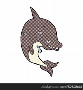 retro comic book style cartoon shark