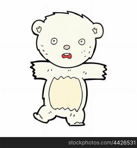 retro comic book style cartoon shocked polar bear cub