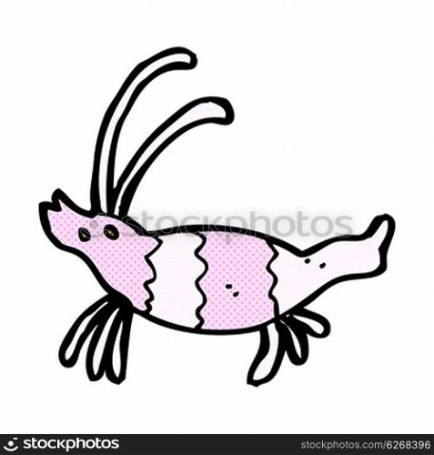retro comic book style cartoon shrimp