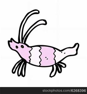 retro comic book style cartoon shrimp