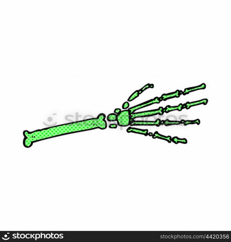 retro comic book style cartoon skeleton hand