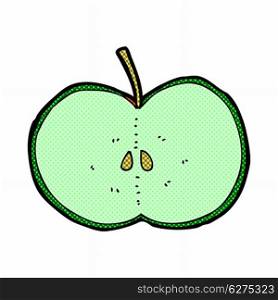 retro comic book style cartoon sliced apple