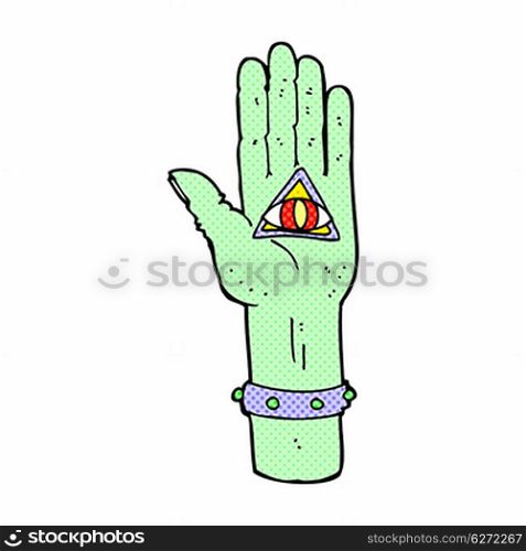 retro comic book style cartoon spooky hand symbol