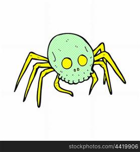 retro comic book style cartoon spooky skull spider
