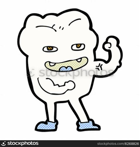 retro comic book style cartoon strong healthy tooth