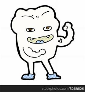 retro comic book style cartoon strong healthy tooth