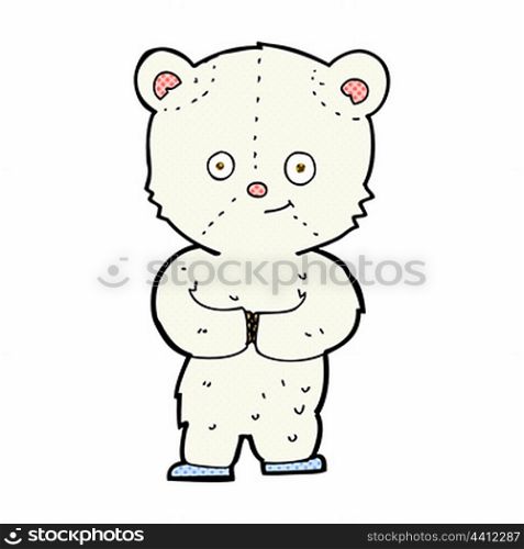 retro comic book style cartoon teddy polar bear cub