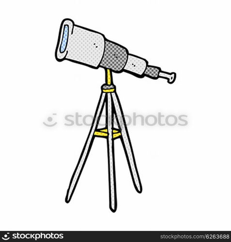 retro comic book style cartoon telescope