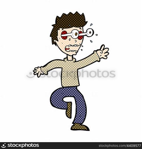 retro comic book style cartoon terrified man with eyes popping out