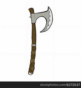 retro comic book style cartoon viking axe