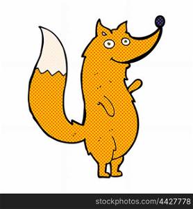 retro comic book style cartoon waving fox