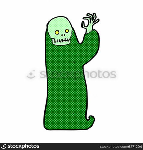 retro comic book style cartoon waving halloween ghoul