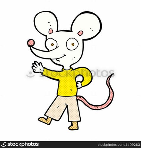 retro comic book style cartoon waving mouse