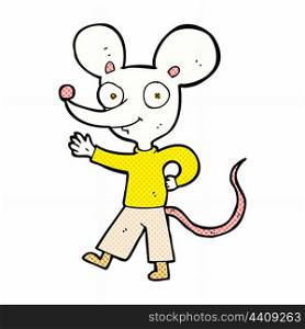 retro comic book style cartoon waving mouse