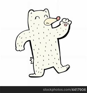 retro comic book style cartoon waving polar bear