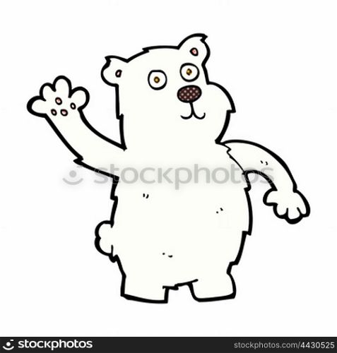 retro comic book style cartoon waving polar bear