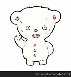 retro comic book style cartoon waving polar bear cub