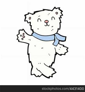 retro comic book style cartoon waving teddy polar bear