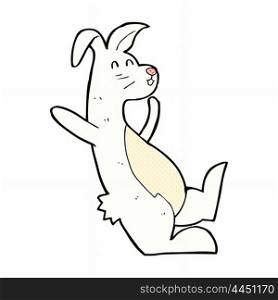 retro comic book style cartoon white rabbit