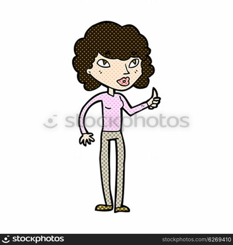 retro comic book style cartoon woman giving thumbs up symbol