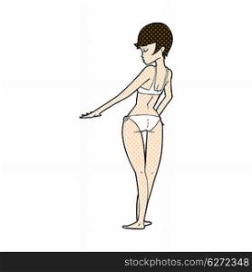 retro comic book style cartoon woman in bikini