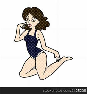 retro comic book style cartoon woman in lingerie