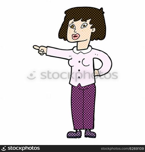 retro comic book style cartoon woman pointing