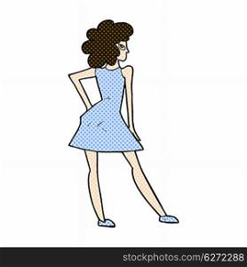 retro comic book style cartoon woman posing in dress