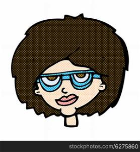 retro comic book style cartoon woman wearing spectacles