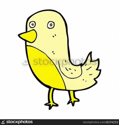 retro comic book style cartoon yellow bird