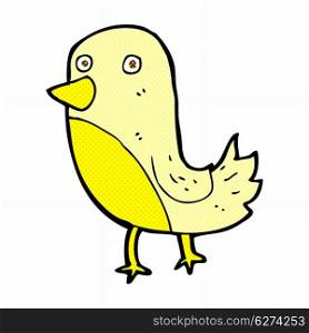 retro comic book style cartoon yellow bird