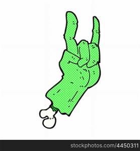 retro comic book style cartoon zombie hand making rock symbol