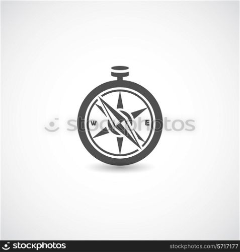 Retro compass black flat navigation icon isolated on white background vector illustration
