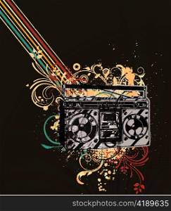retro concert poster with cassette player