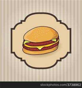 Retro Cover for Fast Food Menu - hamburger on vintage background - vector illustration