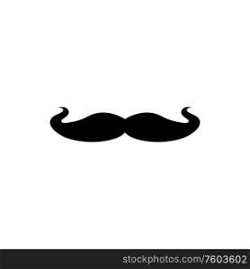 Retro curved mustaches isolated barbershop logo. Vector male moustaches, retro hipsters hairstyle. Male mustaches isolated gentleman hairstyle