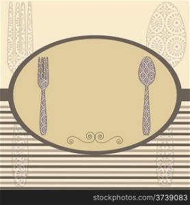 Retro cutlery menu card. Vintage vector illustration