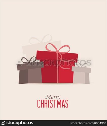 Retro decorative Christmas presents, vector Christmas card